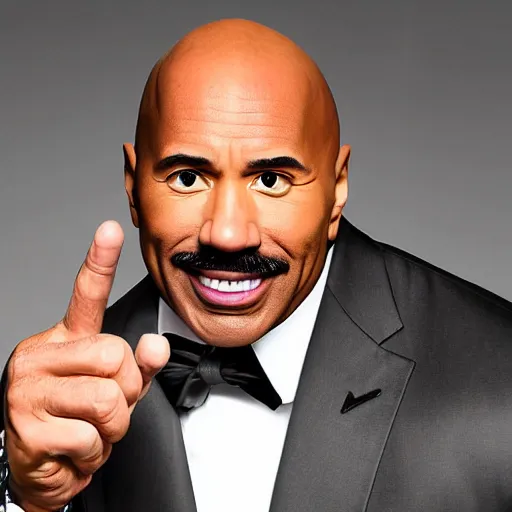 Prompt: Steve harvey as Dwayne the rock Johnson-n9