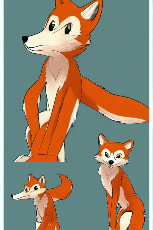 Image similar to an anthropomorphic fox, fursona!!! by don bluth, by kawacy, trending on artstation, full body