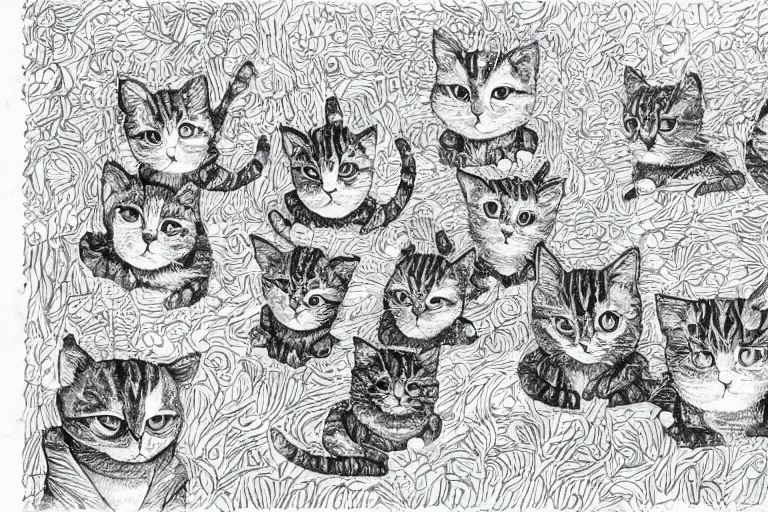 Prompt: https://cdn.discordapp.com/attachments/1005626867501502535/1006095639618261153/detailed_intricate_ink_illustration_a_group_of_cat_playing_in_a_garden_of_flowers_a_mix_media_painting_by_Natalia_Goncharova_laurel_burch_cluttered__-n_4_-i_-S_1355577096_ts-1659942292_idx-2.png