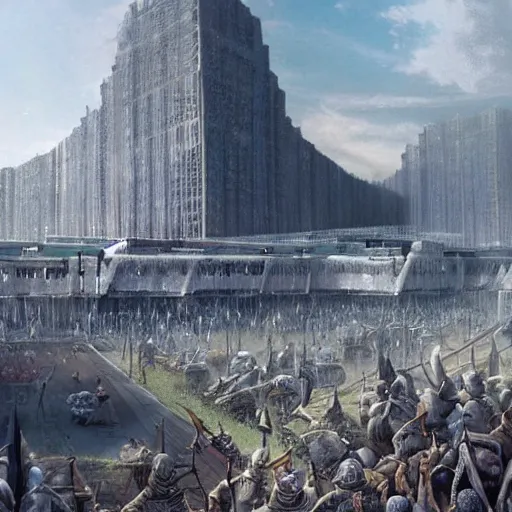 Image similar to hyperealistic depiction of human enslavement realistic rendering matte painting ai domination
