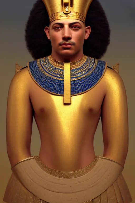 Prompt: a portrait of Ramesses II, illustration, soft lighting, soft details, painting oil on canvas by Edmund Blair Leighton and Charlie Bowater octane render trending on artstation d&d characters, 4k, 8k, HD