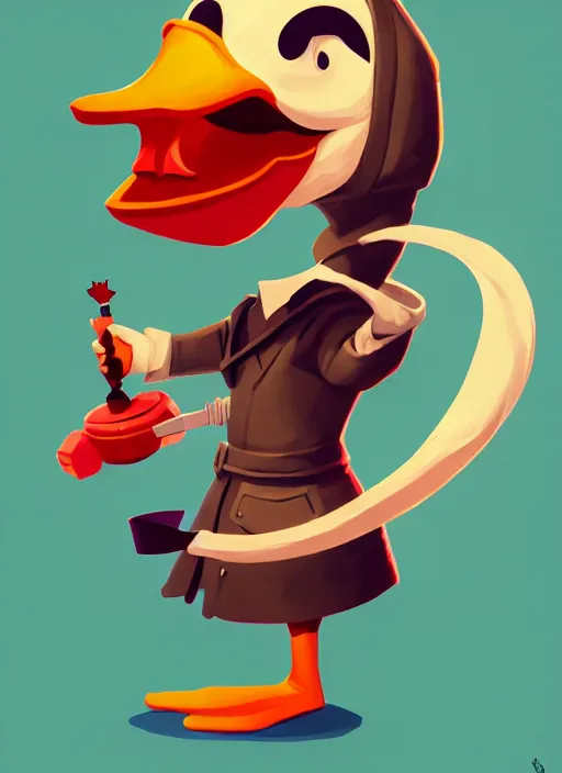 Prompt: cute duck magician, sticker, thick outline, close up, wlop, dan mumford, artgerm, liam brazier, peter mohrbacher, 8 k, raw, featured in artstation, octane render, cinematic, elegant, intricate, 8 k