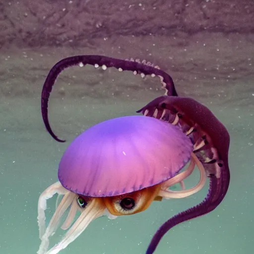 Prompt: a jellyfish - wolf - squid, wildlife photography