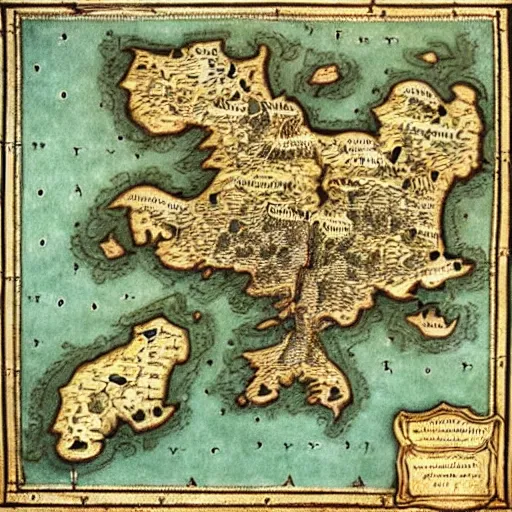 Prompt: medieval map, deviantart, artstation, fantasy