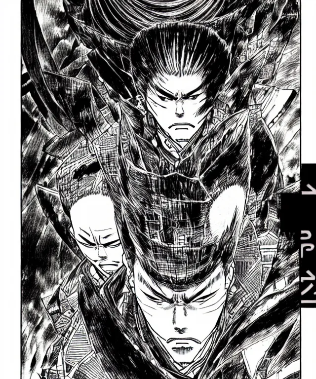 Prompt: A manga about a shaved-headed scarred yakuza. Sharp high quality manga, fine details, straight lines, solo, architecture in the background, masterpiece, highly detailed drawing by Yoshiaki Tabata, Tsutomu Nihei, Kentaro Miura