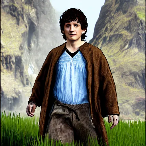 Prompt: Frodo Baggins as a grand theft auto 5 character, beat up