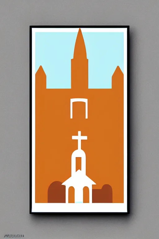 Image similar to minimalist boho style art of a church, illustration, vector art