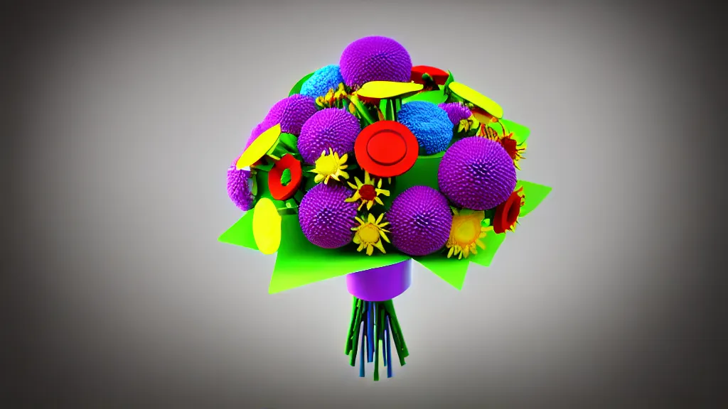 Prompt: bouquet of flowers on a mechanical surface y2k xeroxed futurism movement hyperrealism 4k detail flat kinetic octane render sharpening