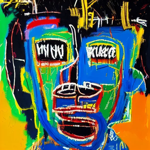 Image similar to A extremely highly detailed majestic hi-res beautiful immaculate head and shoulders painting of a strong black african man by Jean-Michel Basquiat, 8k, high textures, hyper sharp, insanely detailed and intricate, super detailed, 4k HDR high quality