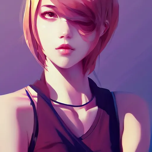 Prompt: a beautiful model in tank top, by guweiz and wlop and ilya kuvshinov, symmetrical eyes, aesthetic, gorgeous, stunning, alluring, attractive, artstation, deviantart, pinterest, digital art