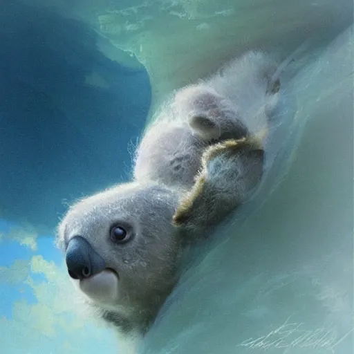 Prompt: sea koala by elena vizerskaya and ivan aivazovsky, perfectly detailed, artstation, sharp focus, highly detailed, studio photography, impresion de giclee arte abstracto, award winning