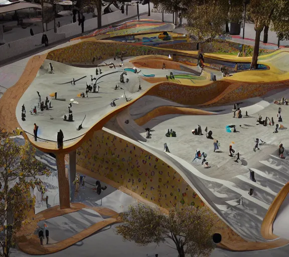 Image similar to An skatepark designed by Gaudí, highly detailed, 8k, HD