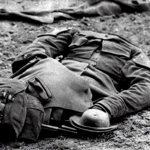 Image similar to photo of a dead american soldier during world war 2