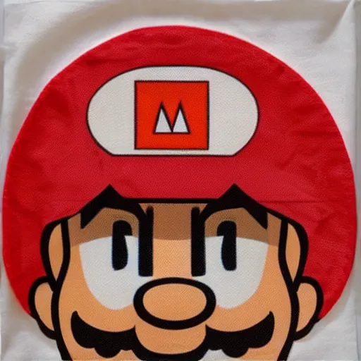 Image similar to super mario, ketchup on a napkin