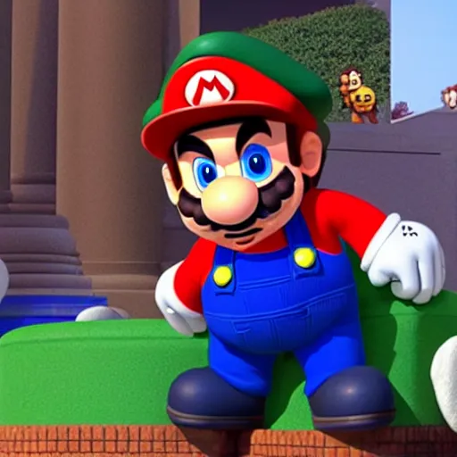 Prompt: Jack Black as Super Mario in the live-action Super Mario Bros movie