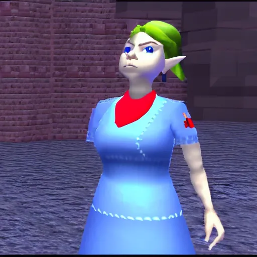 Image similar to detailed screenshot of 3 d hillary clinton in the legend of zelda : ocarina of time