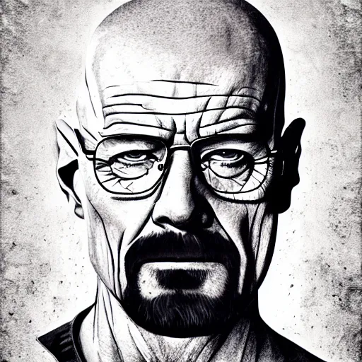 Prompt: Walter White, accurate anatomy, highly detailed, digital art, centered, portrait, blood puddle,