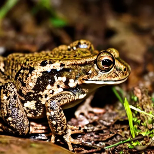 Image similar to photo of American Toad birthday party in the woods at night