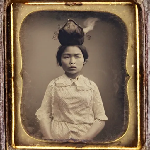 Image similar to Daguerreotype of a Filipino girl vaping