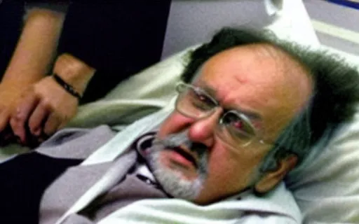 Image similar to ( rushdie ) on ventilator!!! and may lose eye after attack!!