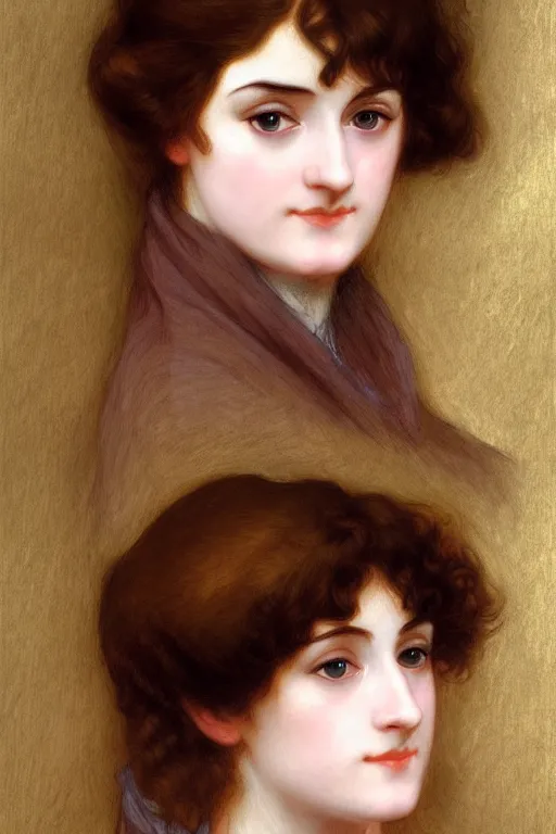 Prompt: jane austen brown hair, painting by rossetti bouguereau, detailed art, artstation