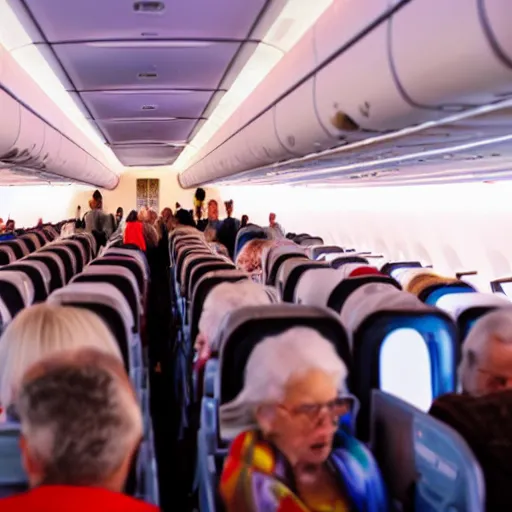 Image similar to old people rave on a plane, 4k