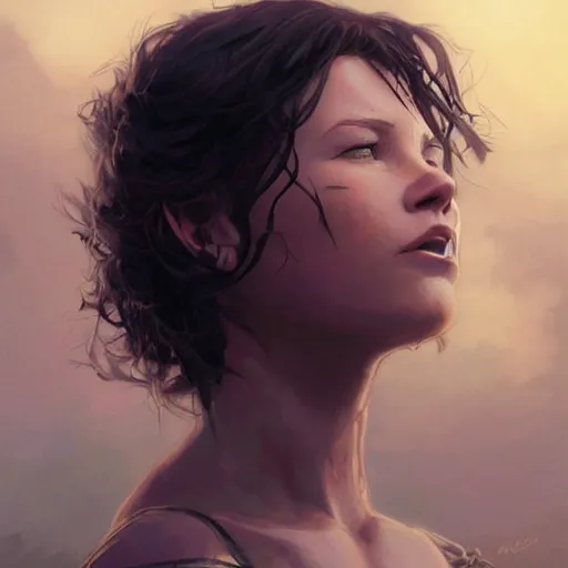 Image similar to young evangeline lilly as slave, digital illustration, by artgerm and greg rutkowski,