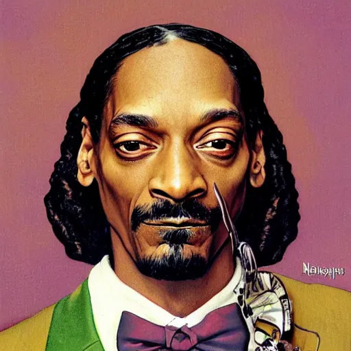 Image similar to Snoop Dogg portrait painted by Norman Rockwell