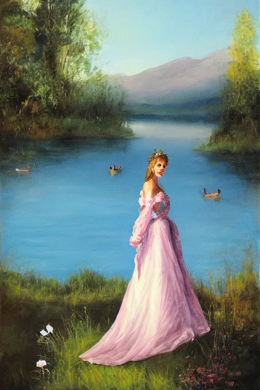 Prompt: princess by the lake portrait