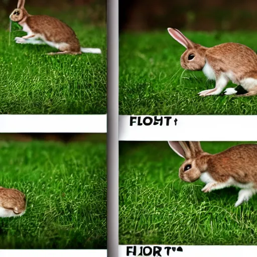 Image similar to a rabbit jumping up over a fence, shown as a film strip showing 9 sequential stills starting from time 0 : 0 0 from the video clip in a grid