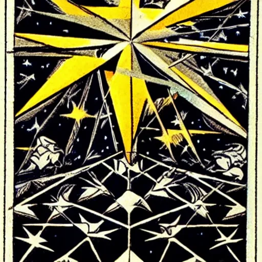 Prompt: the star tarot card, by escher