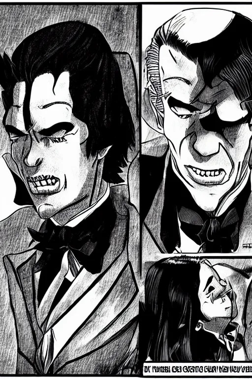 Image similar to vampire joe biden, manga art style