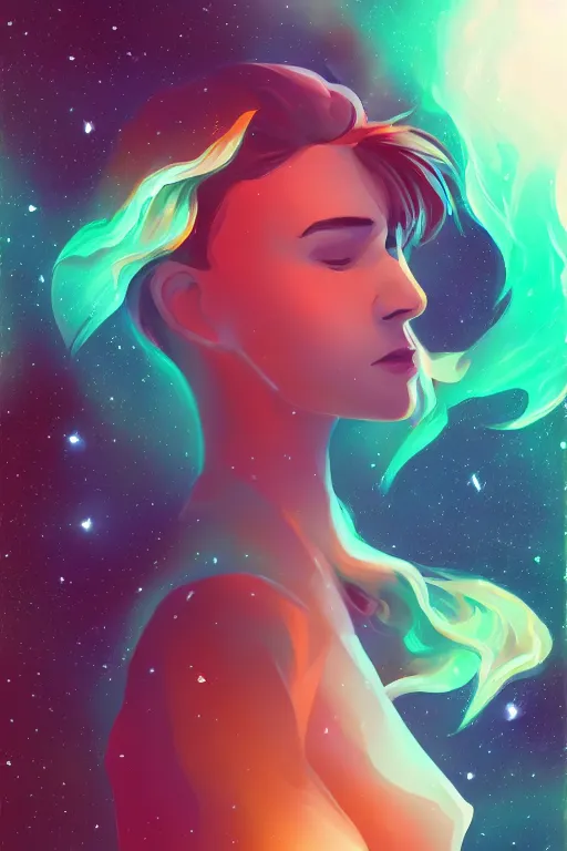 Image similar to A beautiful portrait of a single female cosmic being with a nebula as its body by Aenami Alena, 8K, UHD , Trending on artstation.