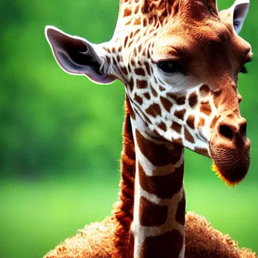 Prompt: a human - giraffe hybrid, wildlife photography