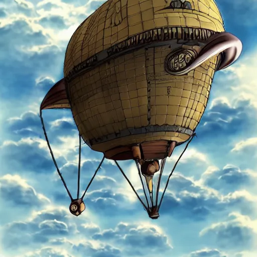 Prompt: A steampunk airship flying through the clouds towards a towards a steampunk city, fantasy anime style