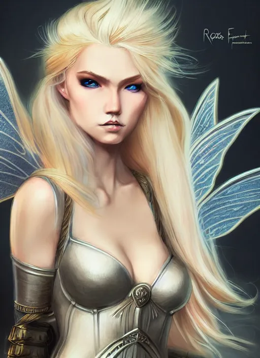 Image similar to blonde combat fairy venizian era, dark fantasy, extremely detailed, sharp focus, portrait, smooth, digital illustration, by rossdraws, frank franzzeta