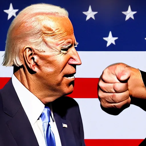 Image similar to Joe biden and Donald Trump fist fighting, 8k, high definition, highly detailed, photo-realistic