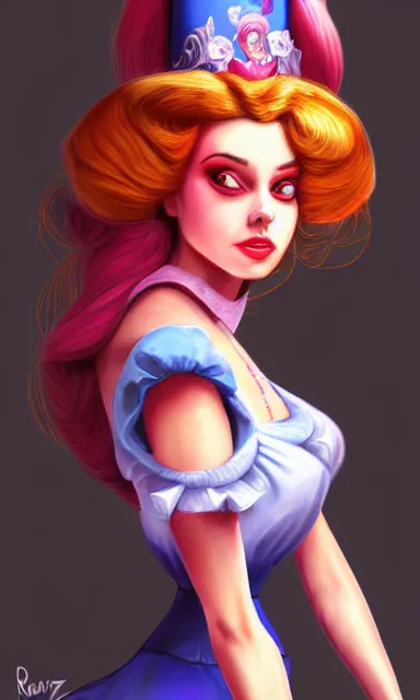 Image similar to alice from alice in wonder land, female, portrait, sharp focus, digital art, concept art, dynamic lighting, art by emylie boivin, rossdraws and jazza