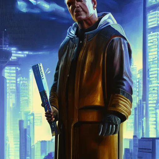 Image similar to john paul ii in cyberpunk 2 0 7 7, oil painting
