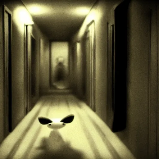 Image similar to sonic the hedgehog, creepy, horror, off - putting, dark, hallway, photo, paranormal