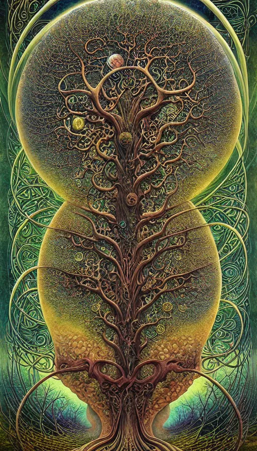 Image similar to tree of life by roger dean and andrew ferez, art forms of nature by ernst haeckel, divine chaos engine, symbolist, visionary, art nouveau, botanical fractal structures, organic, detailed, realistic, surreality