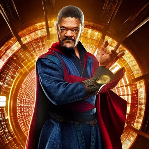 Image similar to A still of Laurence Fishburne as Doctor Strange