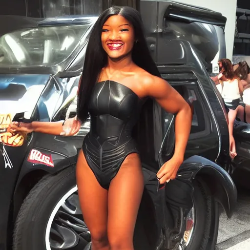 Image similar to keke palmer as black widow in real life