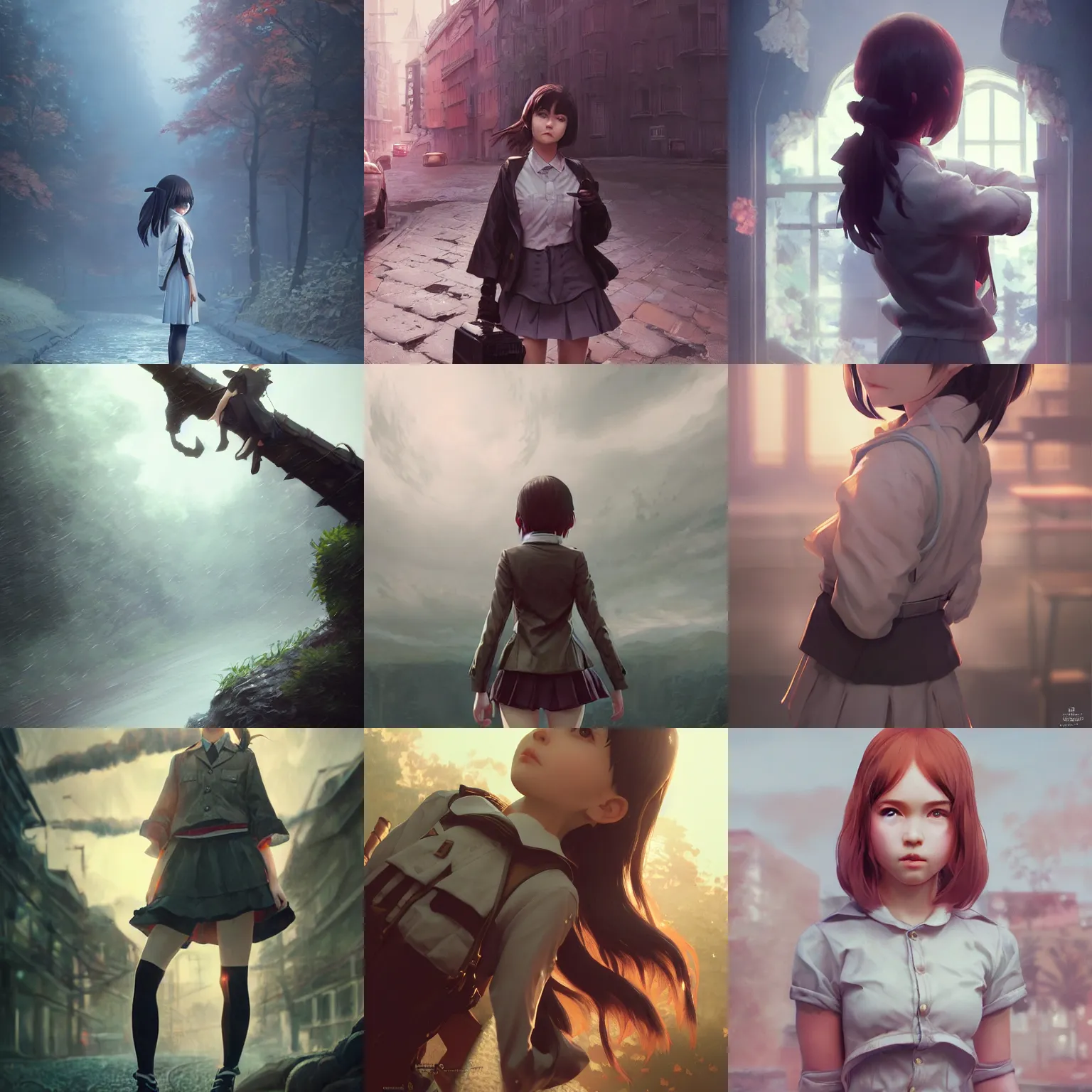 Image similar to insanely detailed. instagram photo, kodak portra. by wlop, ilya kuvshinov, krenz cushart, greg rutkowski, pixiv. zbrush sculpt, octane, maya, houdini, vfx. schoolgirl by ayami kojima. cinematic dramatic atmosphere, sharp focus, volumetric lighting.