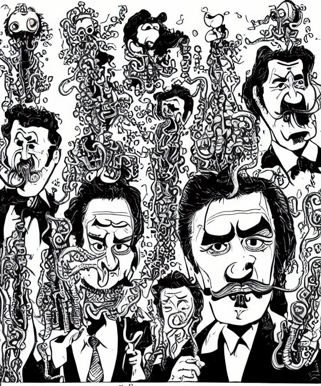 Prompt: corporate portrait of cassanova frankenstein marionette hobo grape salesman elvis presley johnny cash cowboy snakeoil salesman with oversized curly moustache and big facial features wearing anthropomorphic snakeskin business suit suspended in cloning pod bio stasis chamber immersed in glowing lava lamp goo with snake like wires and tubes connected to his body, hyperreal portrait art by carl barks and tex avery