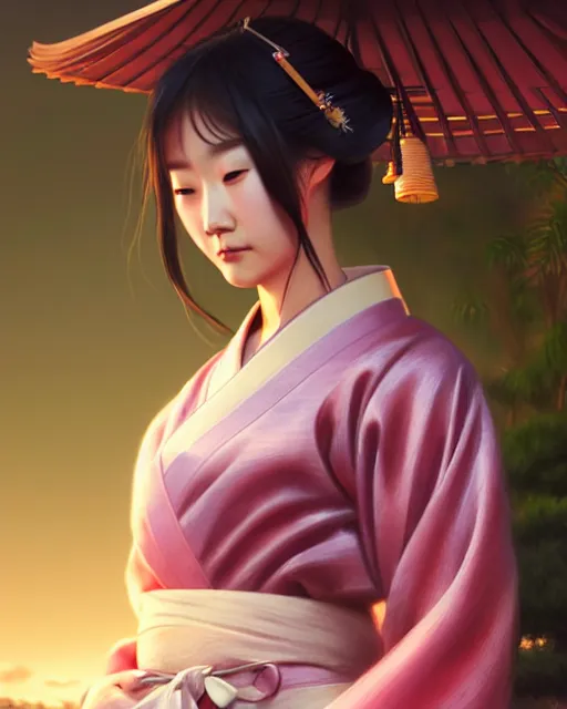 Image similar to a beautiful okinawa girl wear elegant yukata in festival | | summer night, realistic shaded, pleasant face, good looking, fine details, 4 k realistic, cryengine, realistic shaded lighting poster by greg rutkowski, magali villeneuve, artgerm, jeremy lipkin and michael garmash and rob rey