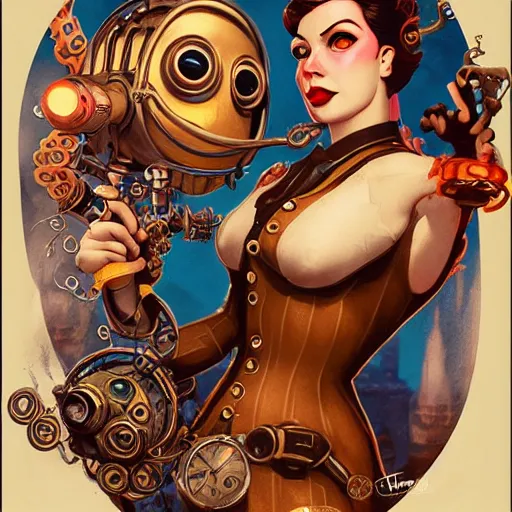 Image similar to lofi underwater bioshock steampunk selfie, octopus, Pixar style, by Tristan Eaton Stanley Artgerm and Tom Bagshaw.