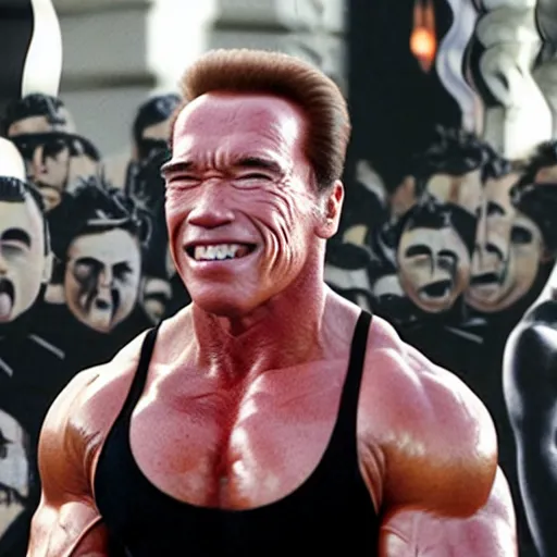 Image similar to arnold schwarzenegger as black egg