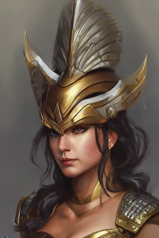 Image similar to amazon valkyrie athena, d & d, fantasy, portrait, highly detailed, headshot, digital painting, trending on artstation, concept art, sharp focus, illustration, art by artgerm and greg rutkowski and magali villeneuve