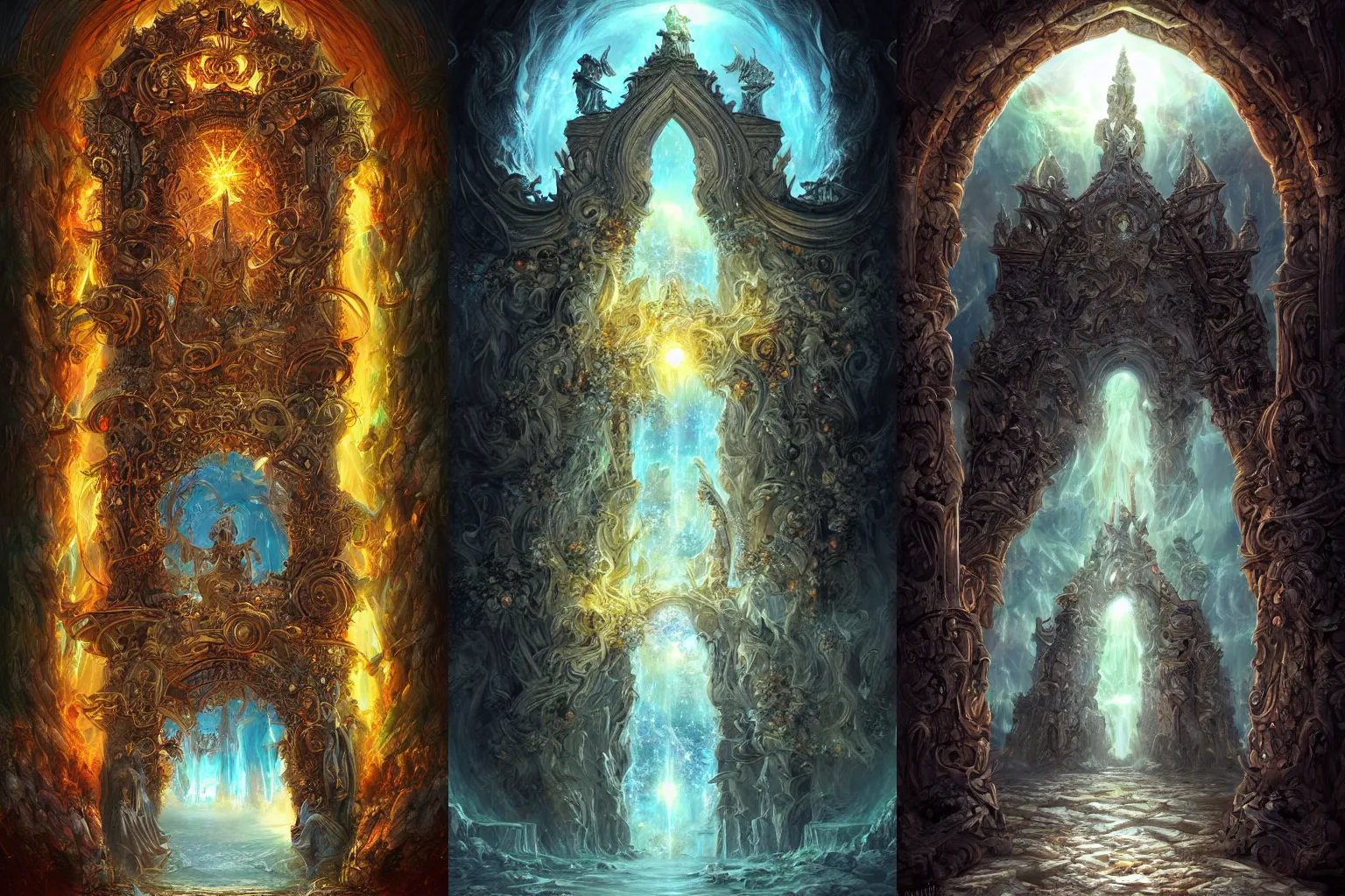 Prompt: The gate to the eternal kingdom of Divinity, fantasy, digital art, HD, detailed.